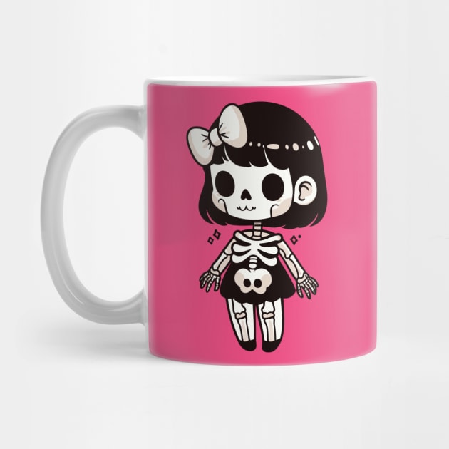 Cute Kawaii Skeleton Girl Costume | Cute Happy Halloween Skeleton Design by Nora Liak